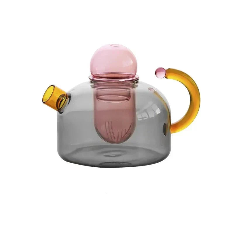 Kontrastfärg Glas Teapot Set - Stilig Värmeresistent Design