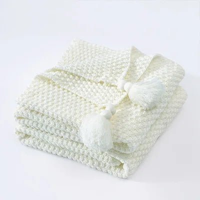 Ullknitted Fringed Soffa Filt för Ultimat Komfort