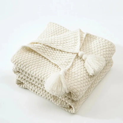 Ullknitted Fringed Soffa Filt för Ultimat Komfort