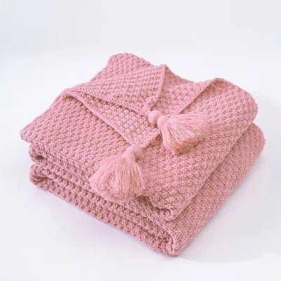 Ullknitted Fringed Soffa Filt för Ultimat Komfort