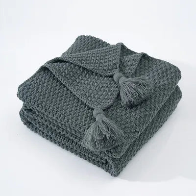 Ullknitted Fringed Soffa Filt för Ultimat Komfort