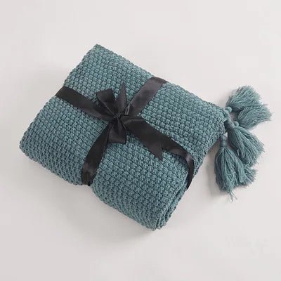 Ullknitted Fringed Soffa Filt för Ultimat Komfort