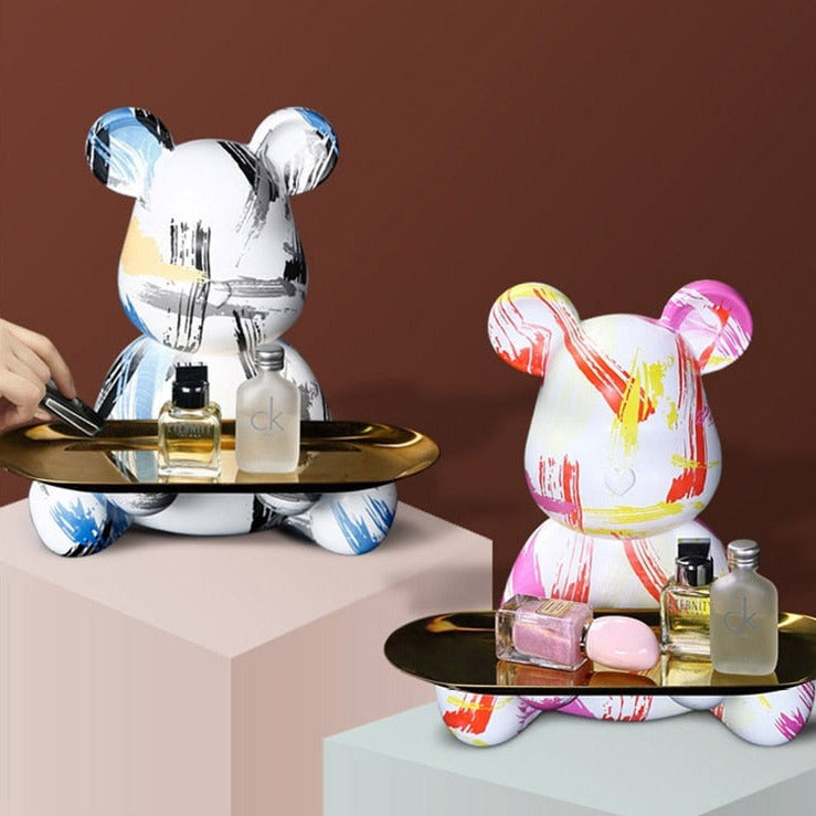 Crayvora | Bäver Graffiti Målad Skulptur Tablett för Heminredning