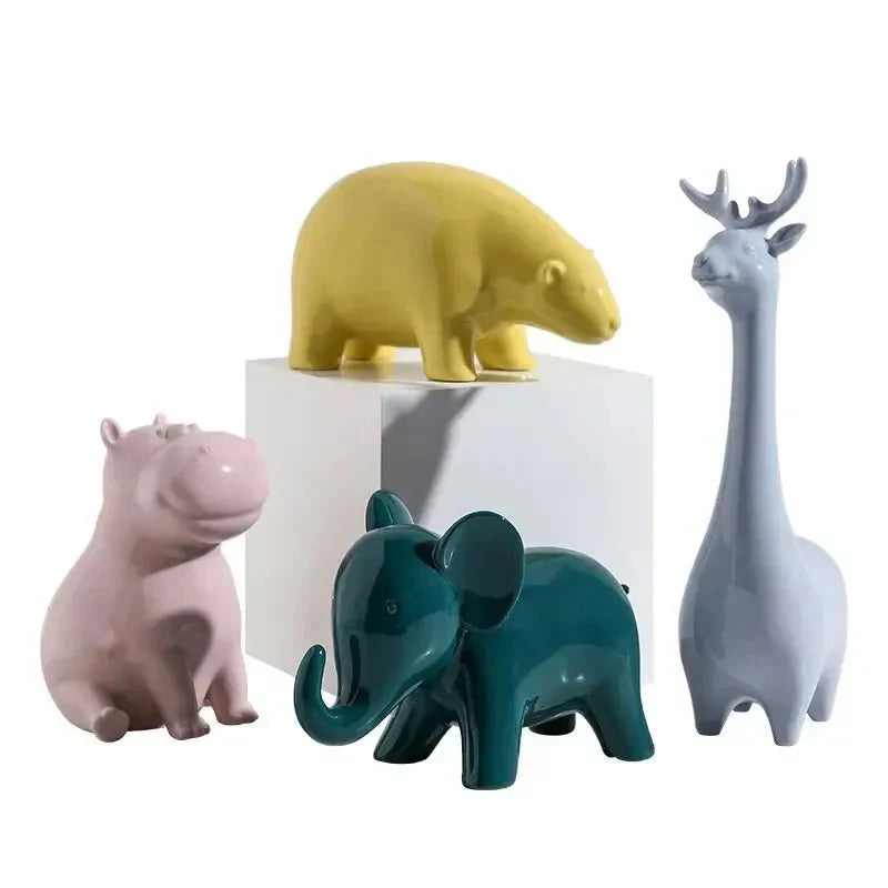 Söt glasyr keramik djur ornament för hemdekor