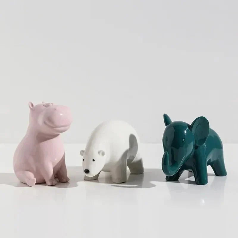 Söt glasyr keramik djur ornament för hemdekor
