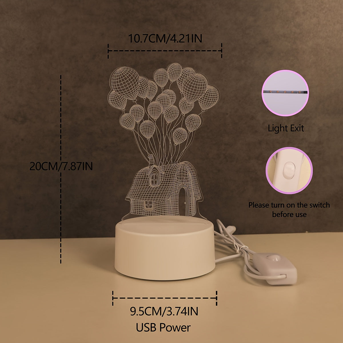 LumiBalloon - 3D LED Ballonghus Nattlampa USB-driven