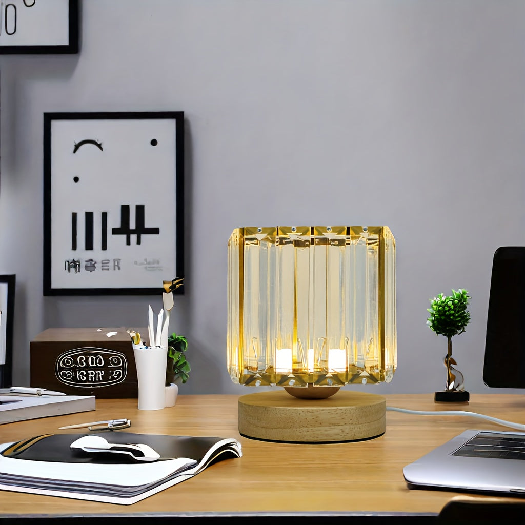 LumiCrystal - Glaskristallbordslampa, LED-ljuskälla, USB-driven, Idealisk