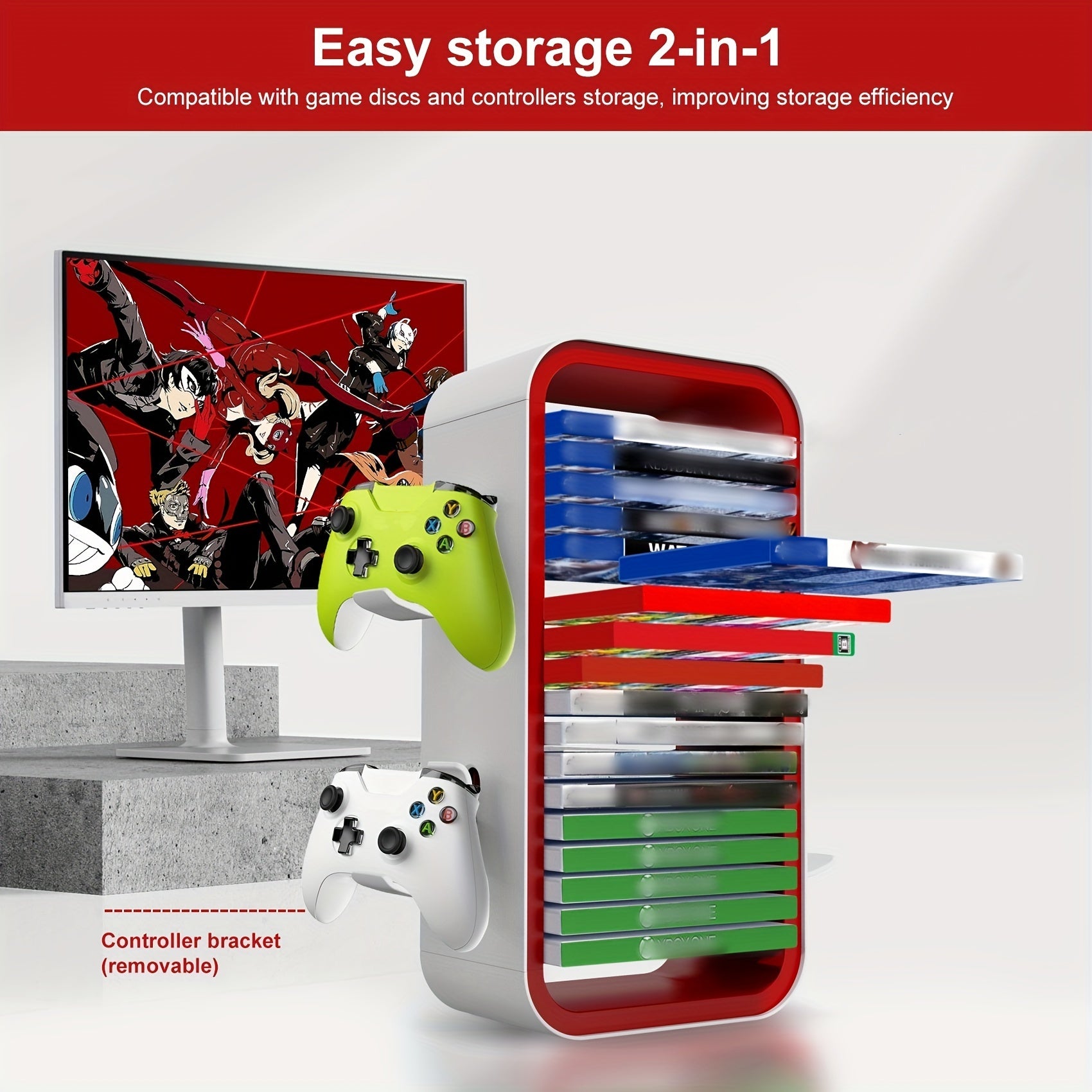 Universal Game Disc Storage Holder och Controller Display Stand – För PS5, PS4, Switch och Xbox