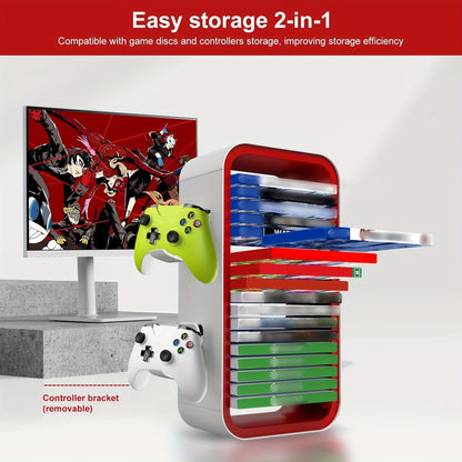 Universal Game Disc Storage Holder och Controller Display Stand – För PS5, PS4, Switch och Xbox