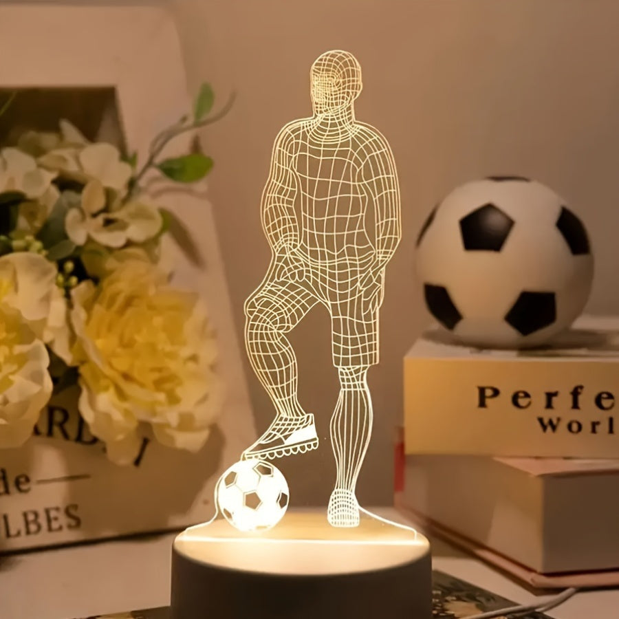 SportGlow - 3D Fotbollsspelare Illusion LED Bordslampa med Akrylskydd
