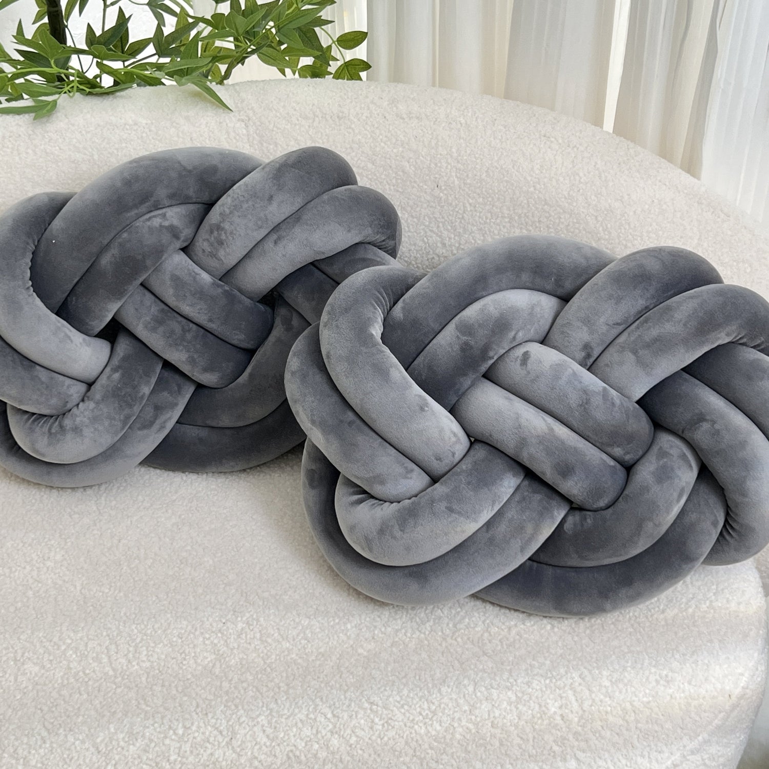 2 Stycken Knop Ball Kuddar - Mjuka Plysch Kuddar, Dekorativa Kuddar för Säng, Soffa och Vardagsrum