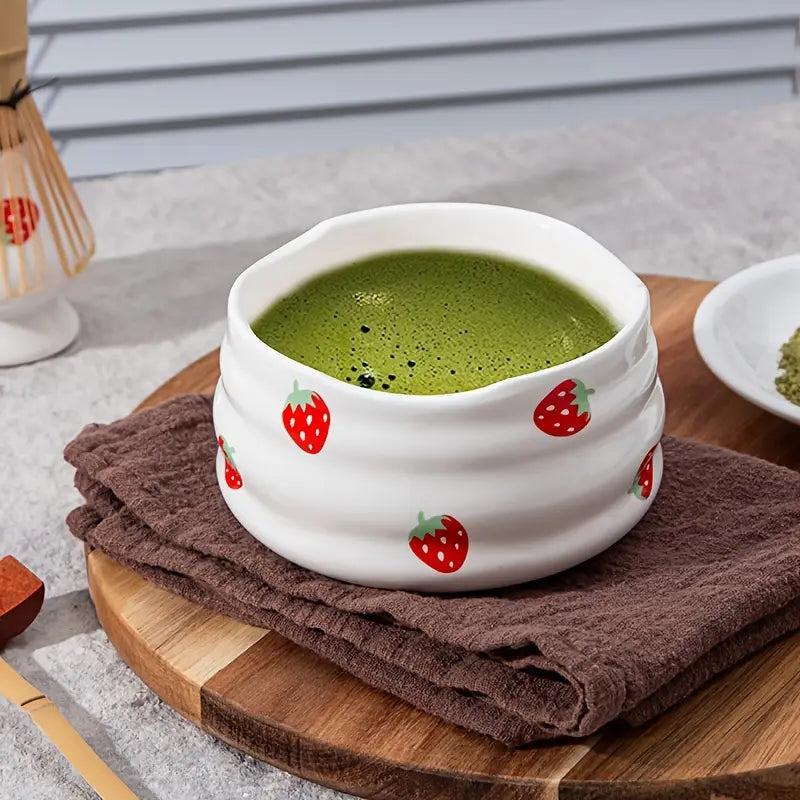 Matcha Set med jordgubbsskål – Traditionellt tillbehör för Matcha Latte