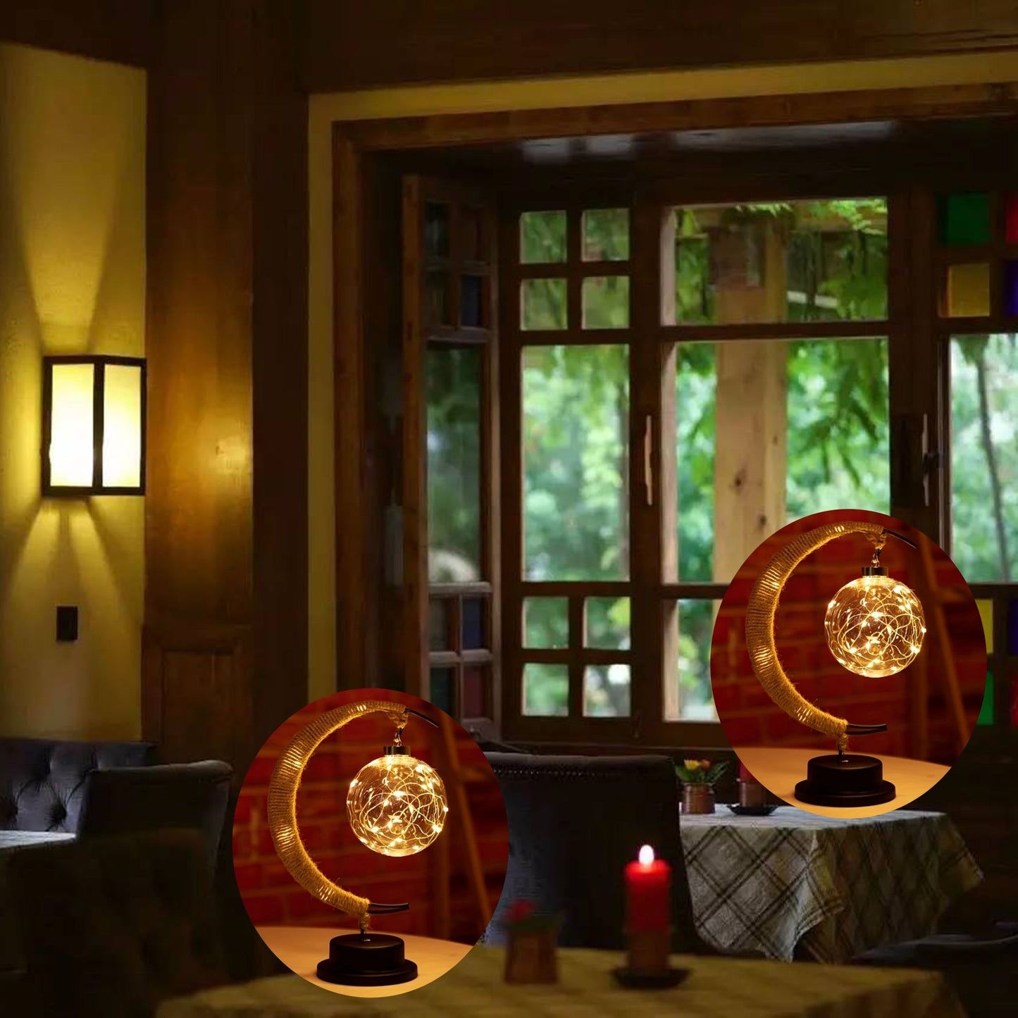 LunarGlow - Smidesjärn Månlampa Med LED-boll