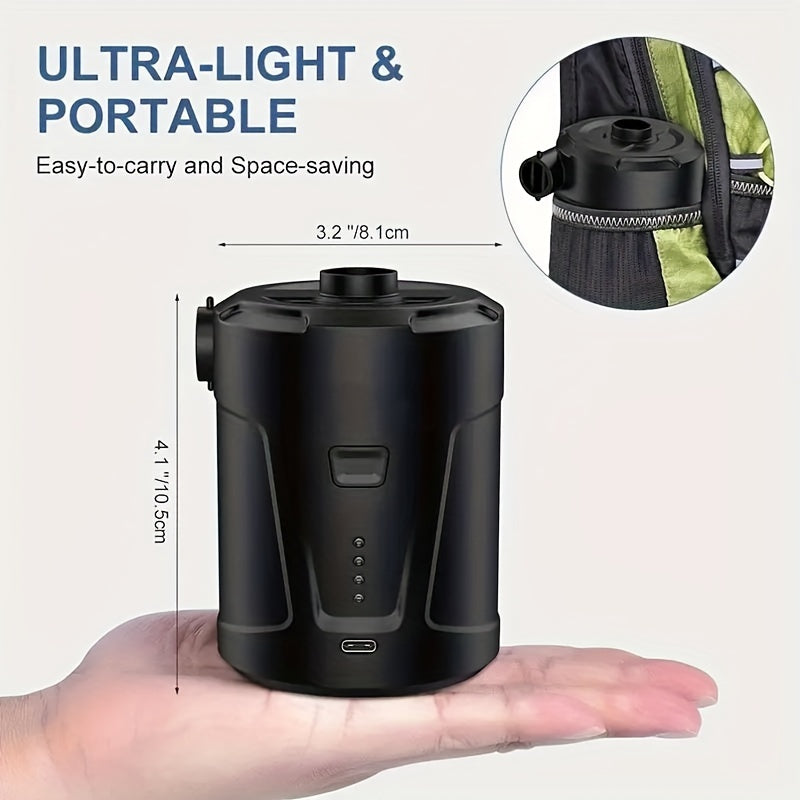 Carvallo Luftpumpe AirTrek Mini | USB-uppladdningsbar &amp; Trådlös | Kompakt &amp; Robust | För Luftmadrasser &amp; Utomhus