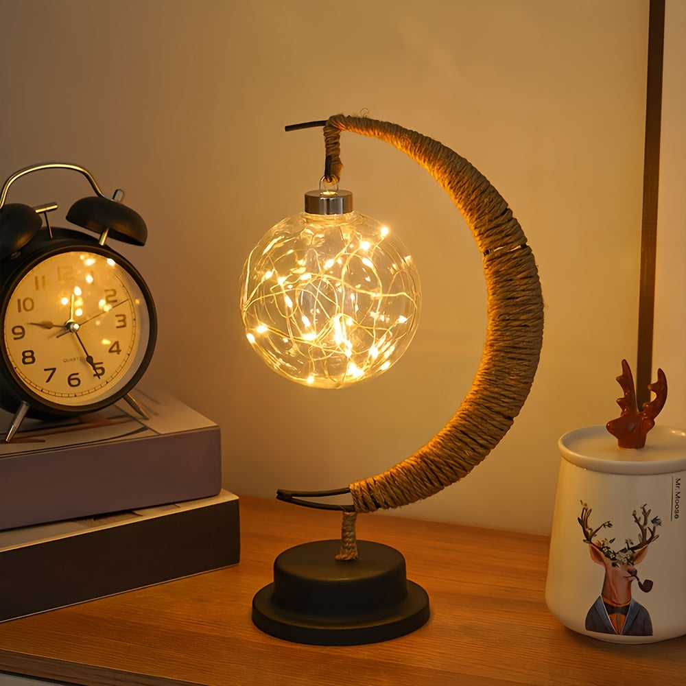LunarGlow - Smidesjärn Månlampa Med LED-boll