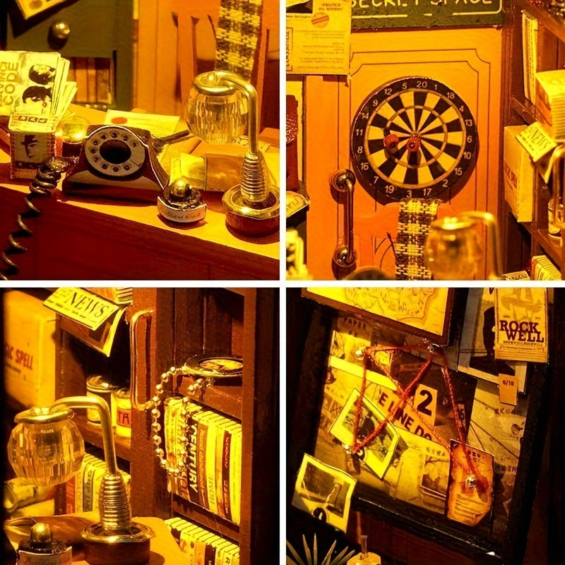 Detektivbyrå DIY Miniatyrhus – 3D pusselset med belysning för kreativa hobbyister