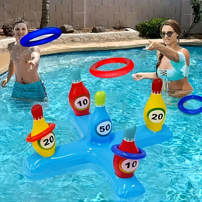 Carvallo Vatten-Bowling-set SplashStrike | Färgglada käglor med nummer | För pool &amp; strand | Lätt &amp; Bärbar