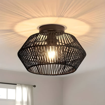 HavenWeave Light - Vintage LED Rattan Flätad Taklampa