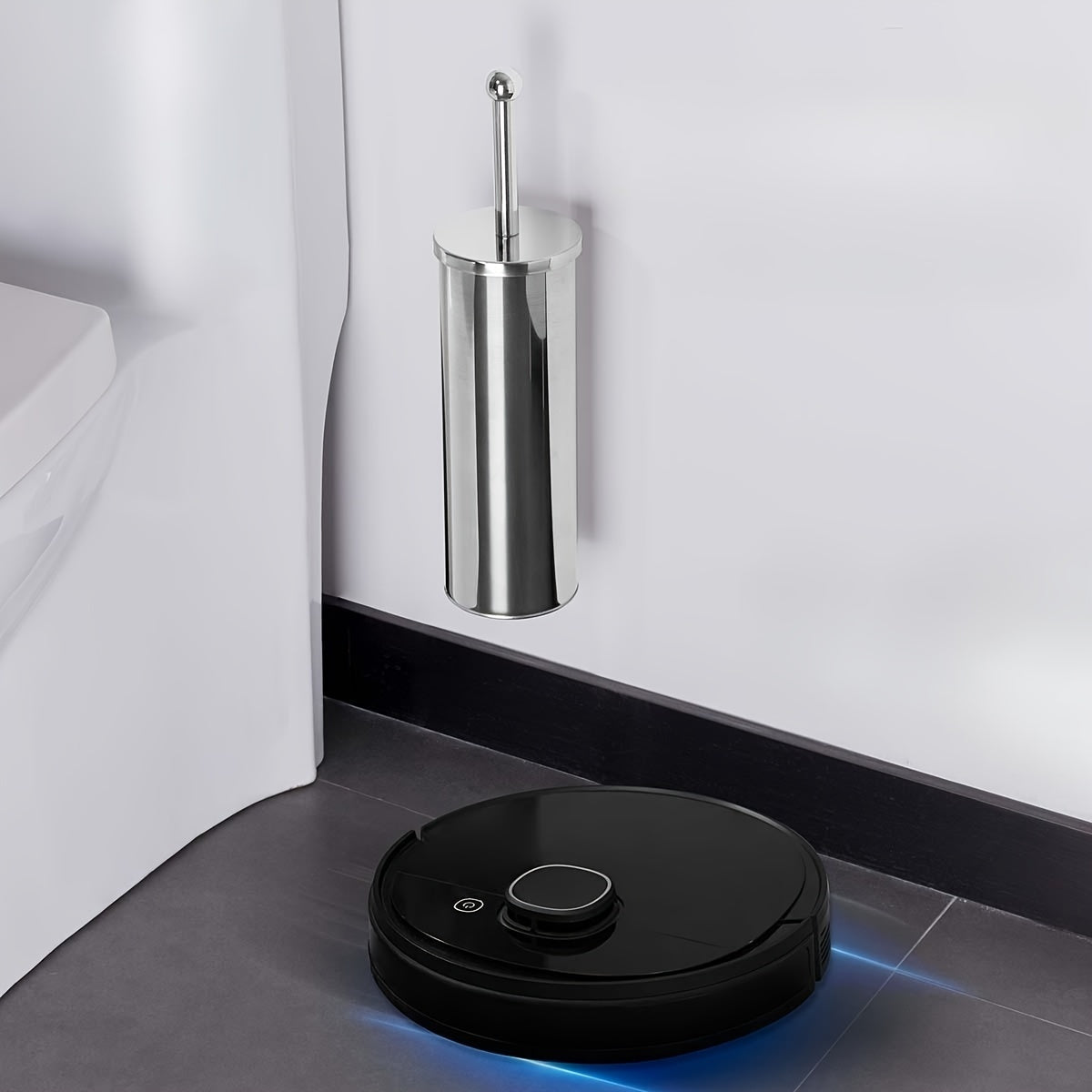 Toalettborste med lång handtag och hygienisk hållare – Hållbar och stilig