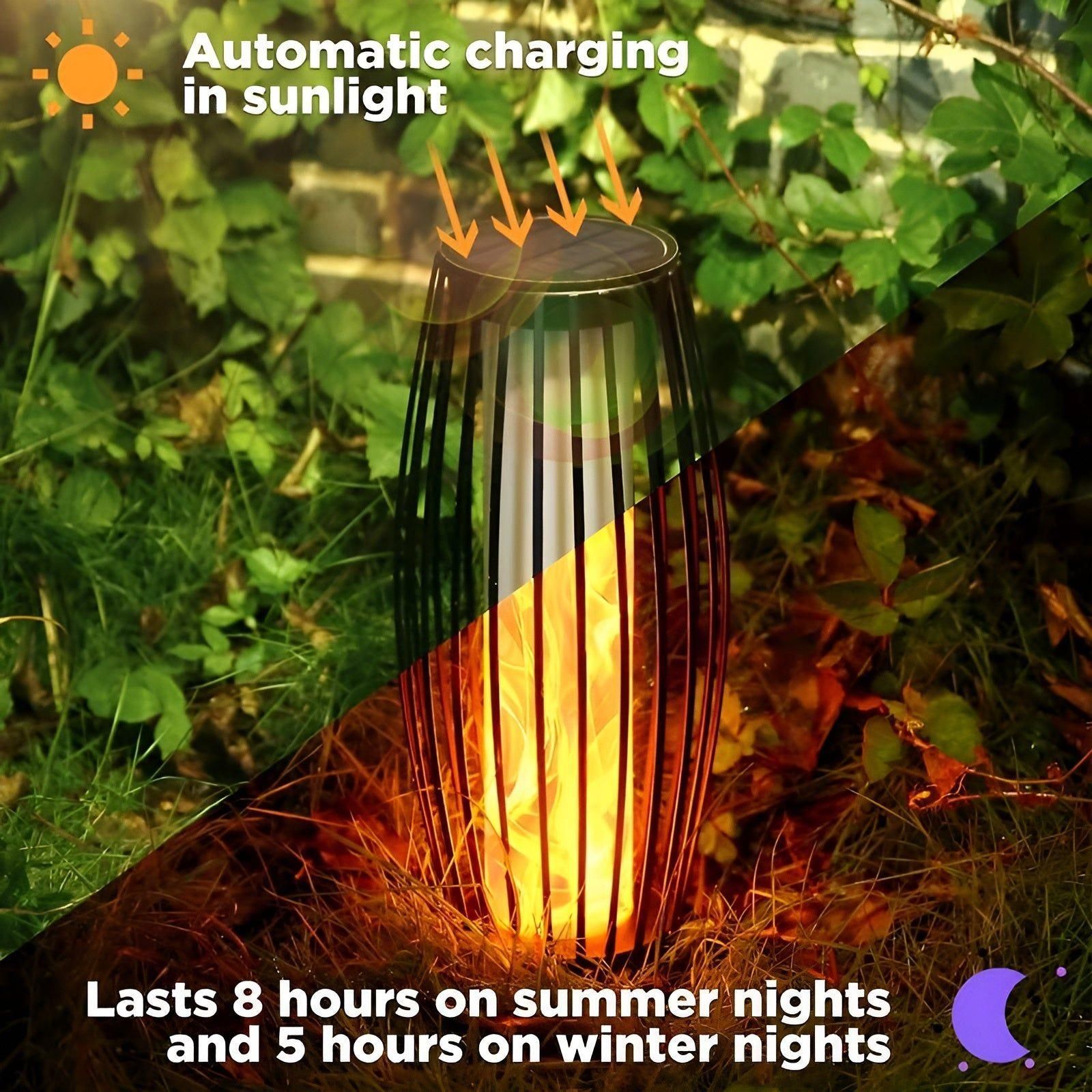 EmberGlow Light - Metall USB Uppladdningsbar Solflammslampa