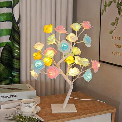 RozenLicht - LED Blomsterbordslampa med USB, Stämningsbelysning