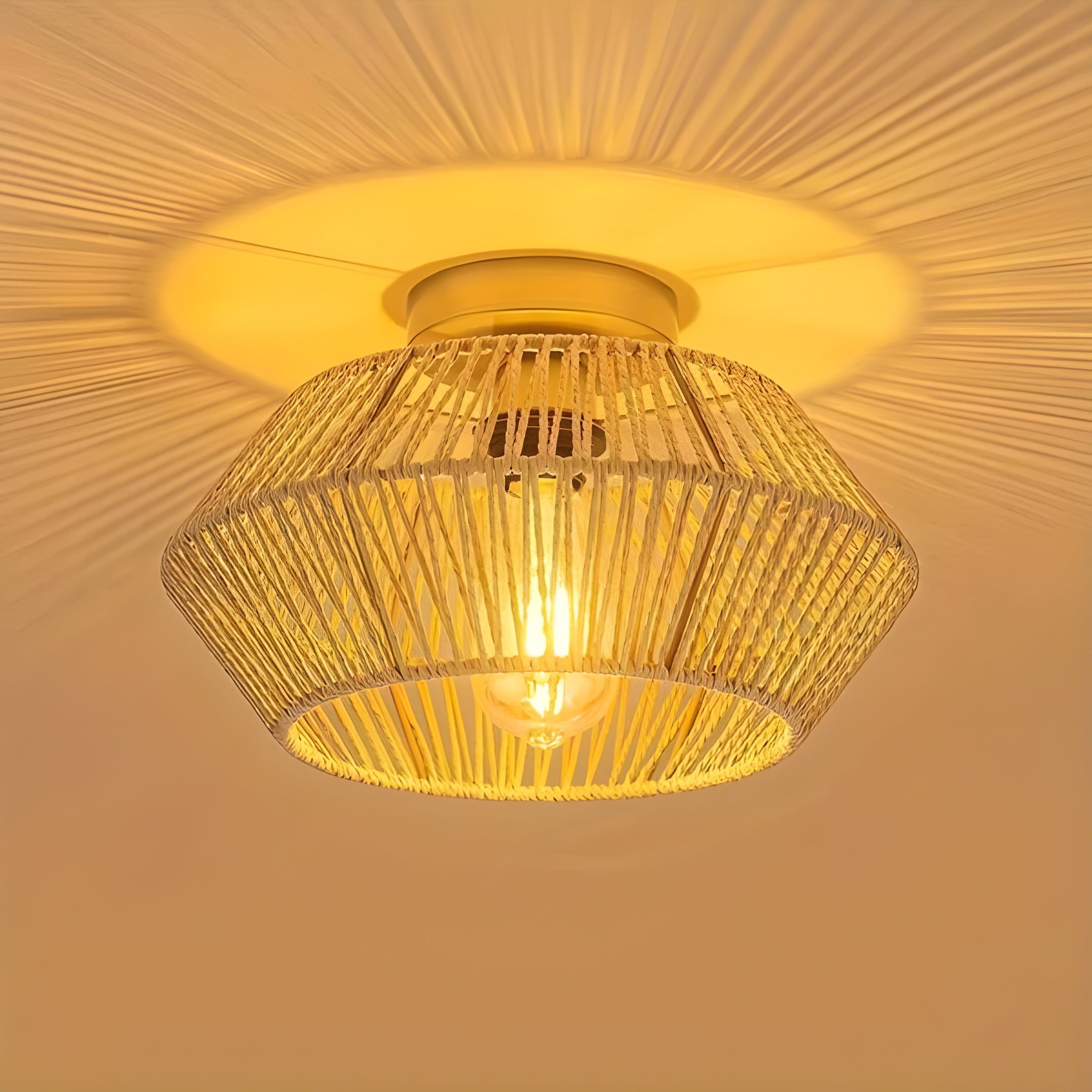 HavenWeave Light - Vintage LED Rattan Flätad Taklampa