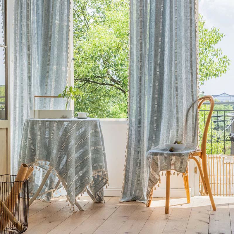 Randig Hål-Effekt Fringe Ljusfiltrering Gardin