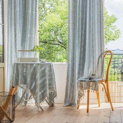 Randig Hål-Effekt Fringe Ljusfiltrering Gardin