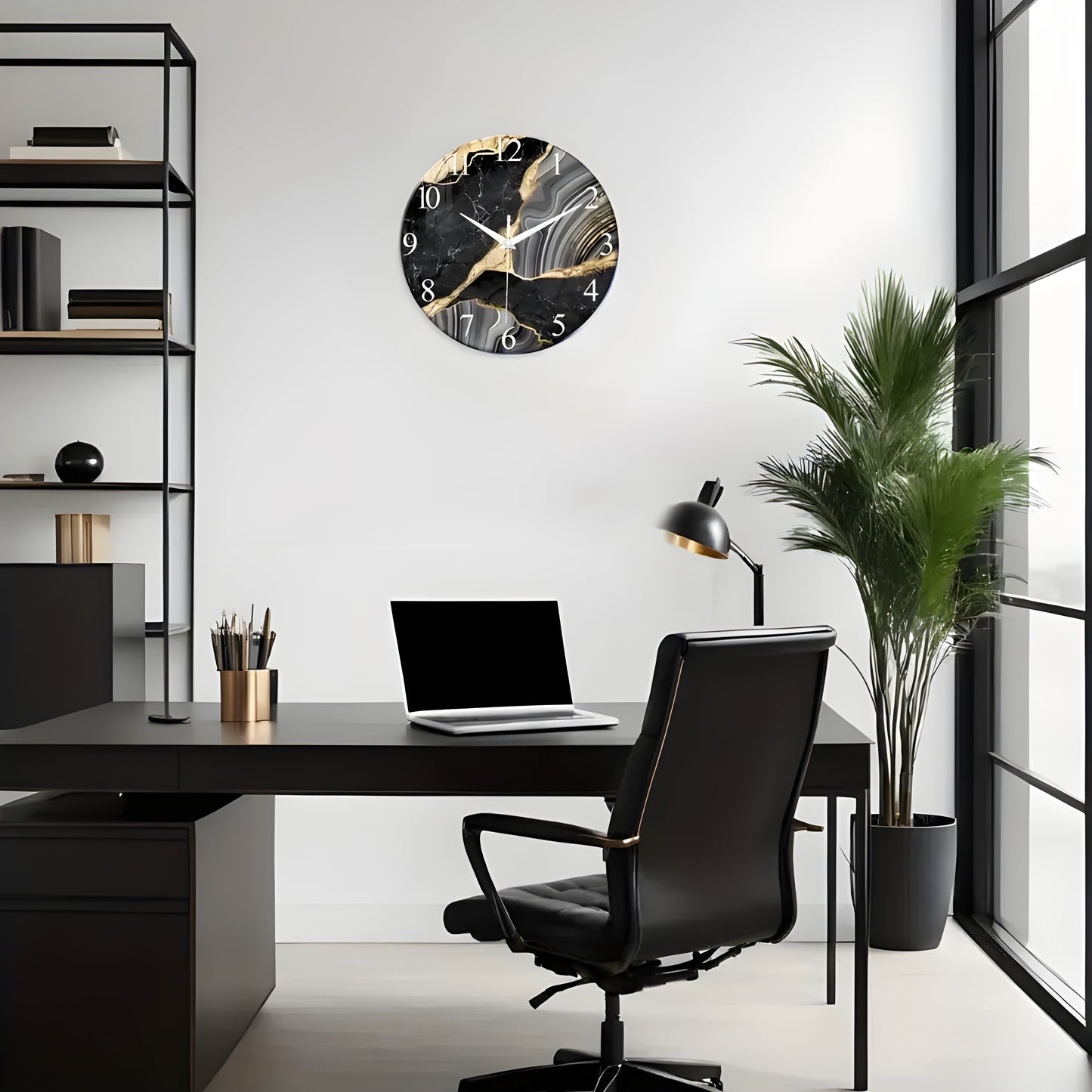 CrownQuartz Klocka - Modern Marmor Väggklocka