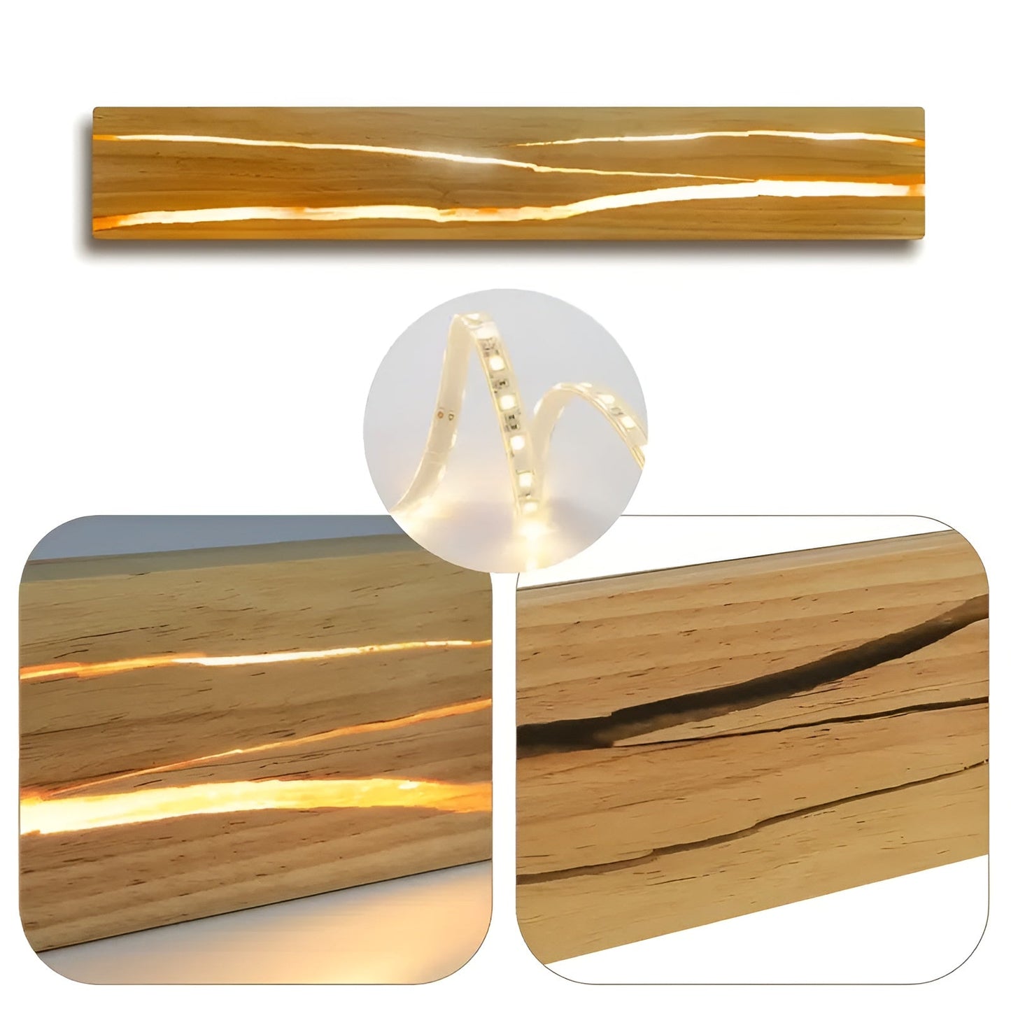 LED Vägghylla i trä – Modern design för vardagsrum och sovrum