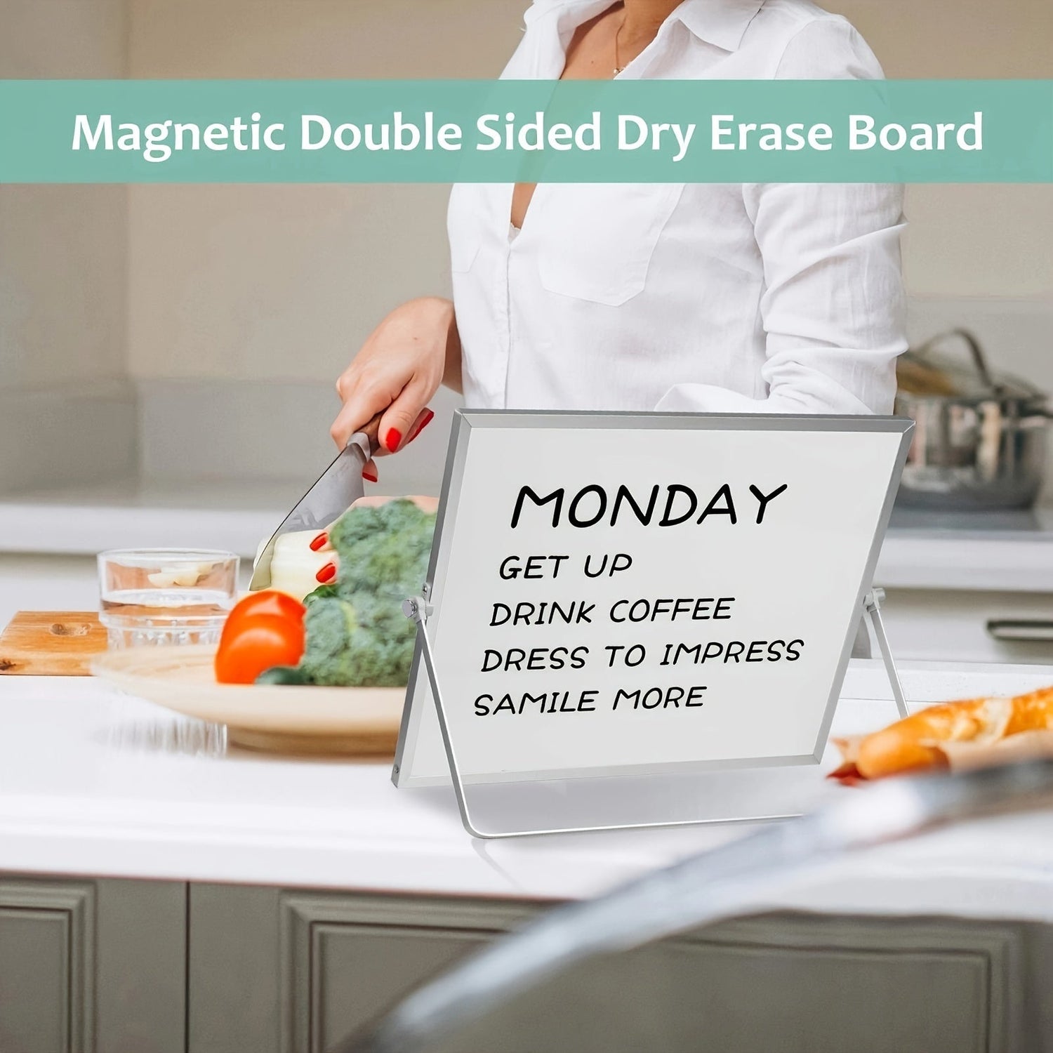 MagniBoard Magnetisk Whiteboard - Bärbar och Dubbelsidig med Ställning