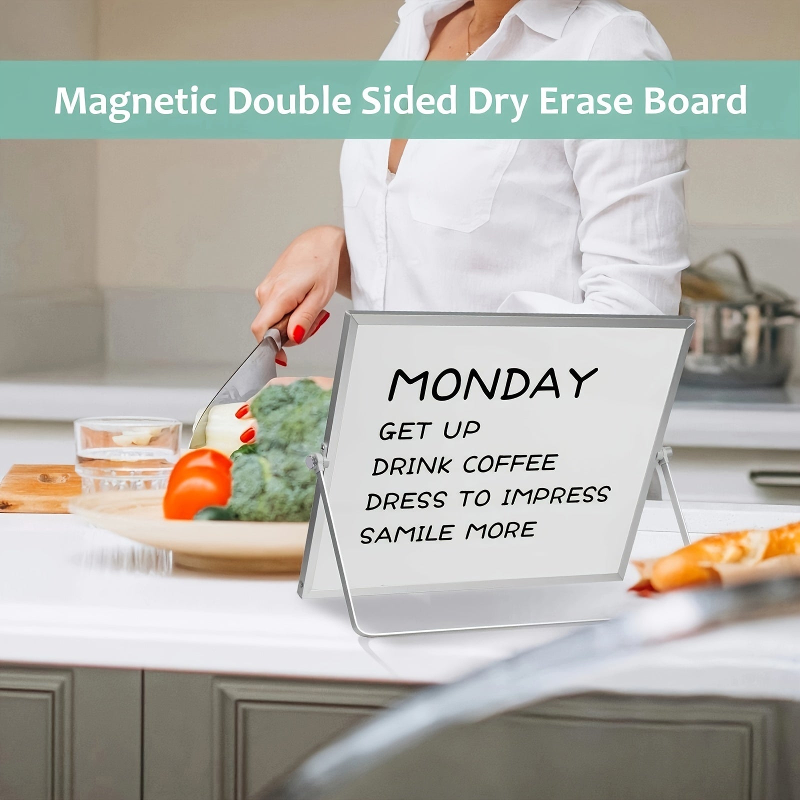 MagniBoard Magnetisk Whiteboard - Bärbar och Dubbelsidig med Ställning