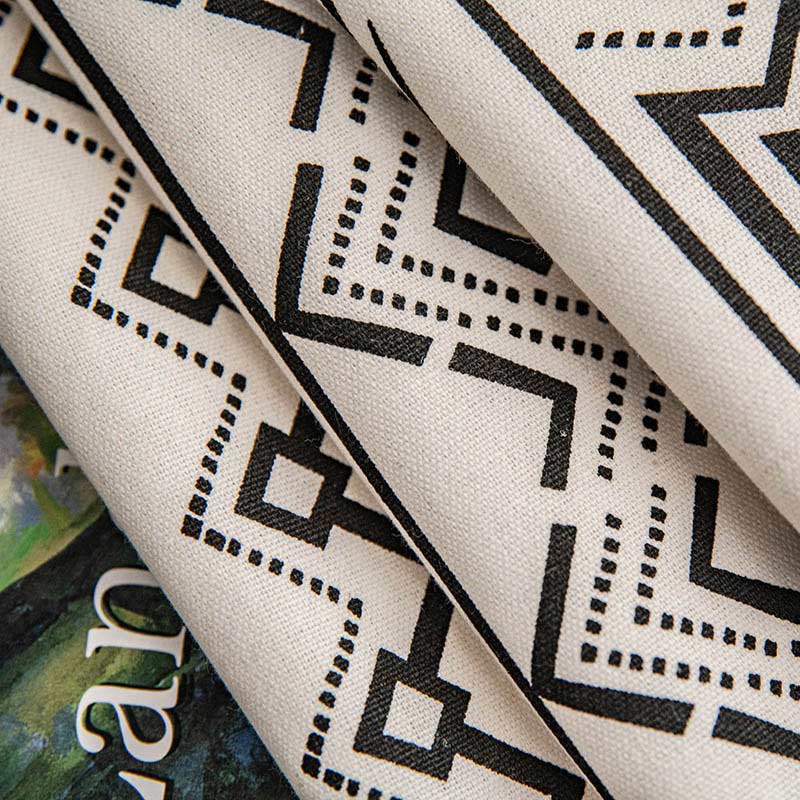 Geometrisk Fringe Gardin Semi Mörkläggande Draperier i Bomullsblandning