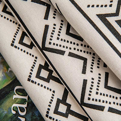 Geometrisk Fringe Gardin Semi Mörkläggande Draperier i Bomullsblandning