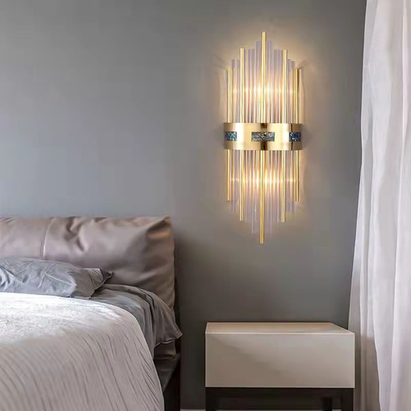 Kristall LED Vägglampa Guld, Vardagsrum/Sovrum, Metall/Akryl