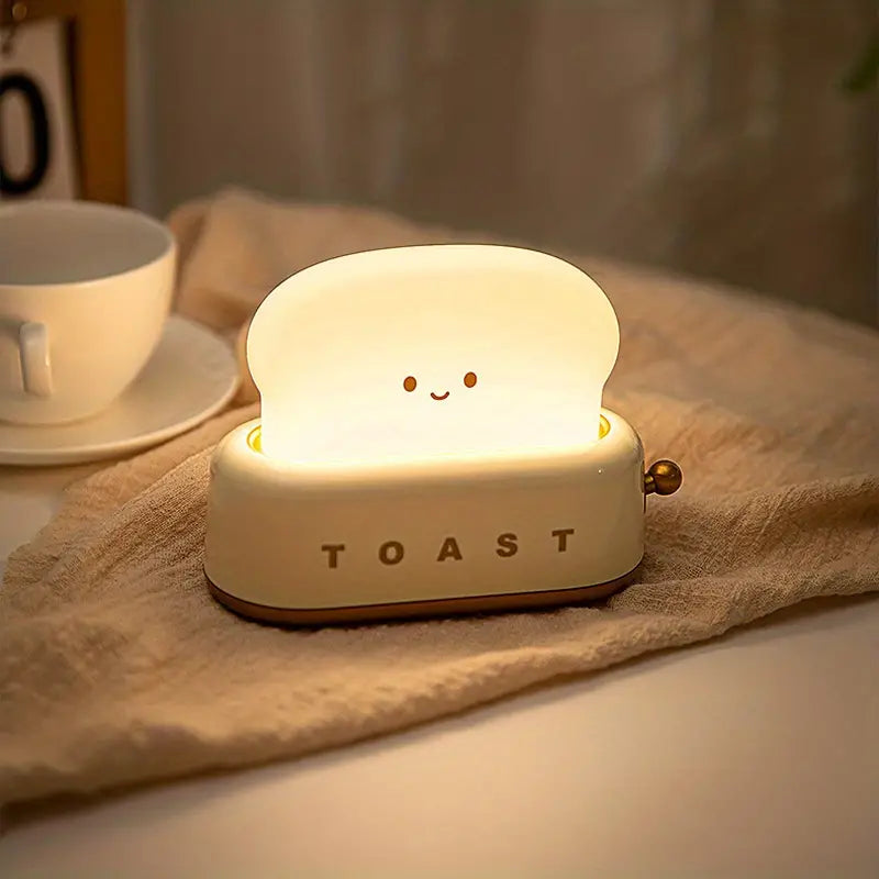 Söt sänglampa – Kawaii Toast LED-lampa för mysig belysning