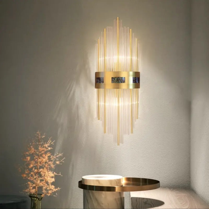 Kristall LED Vägglampa Guld, Vardagsrum/Sovrum, Metall/Akryl