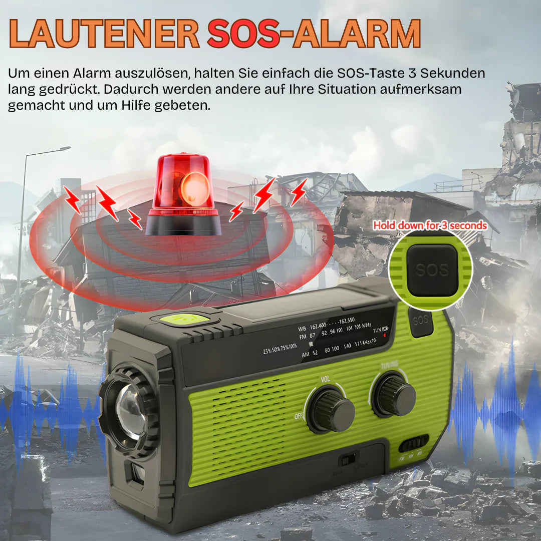 Bärbar nödradio med solenergi – 5 strömkällor för maximal pålitlighet