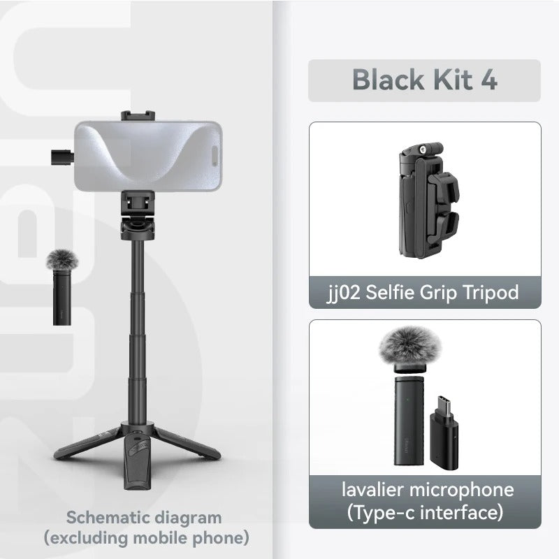 Bluetooth Selfie Stick med Stativ – 4-sektions Förlängningsbar Rotera Handtag för Stabila Skott