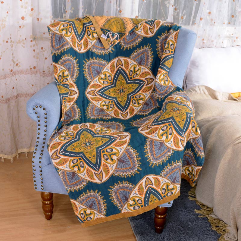 Blomma Mjuk Handduk Dubbel Sida Bomull Strandhandduk