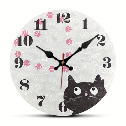 PurrTime - Söt Tyst Katt Väckarklocka för Rumsdekoration