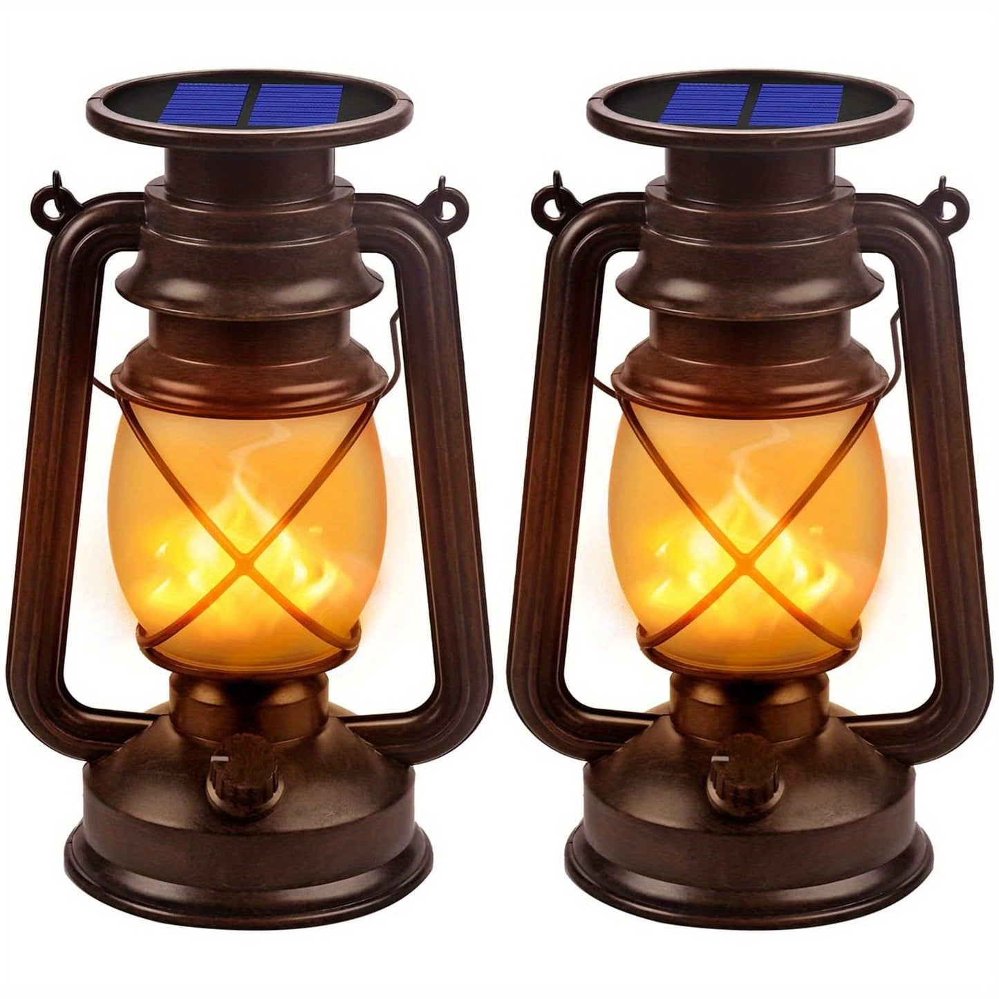 Carvallo Solar-Lampor i vintage-stil 2-pack | Fladdrande LED-ljus | Väderbeständiga & Energieffektiva | 37 cm Höjd