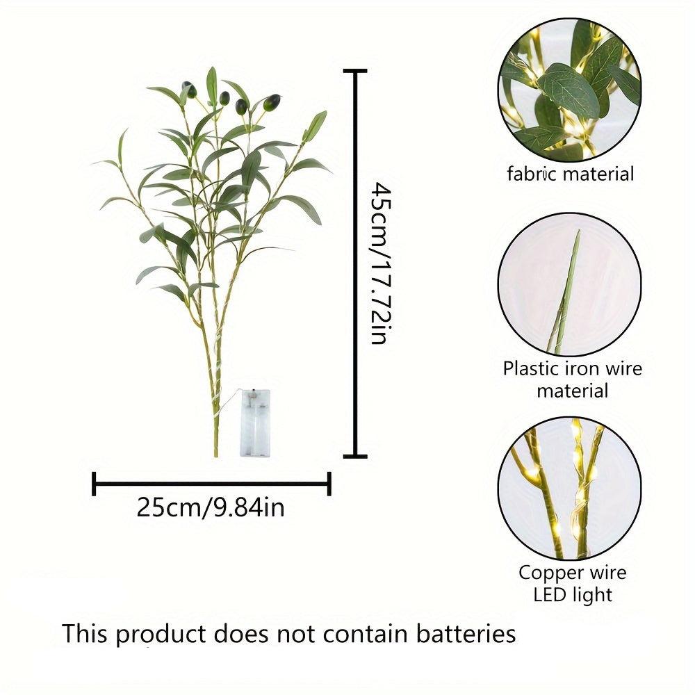 RoyaleGlow Ljusuppsättning Olivträd LED-lampa – Modern inredning för festliga tillfällen, bröllop, födelsedagar och feststämning, idealisk för matbord, skåp eller caféinredning