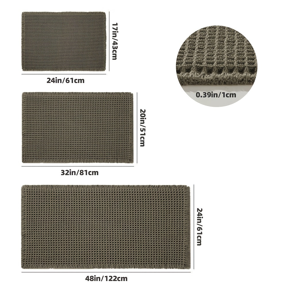 AbsorbEase WaffleMat | Ultra-absorberande badmatta med fransar