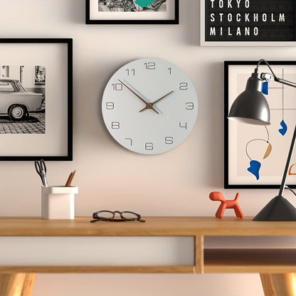 Minimalistisk nordisk väggklocka med tyst kvartsrörelse