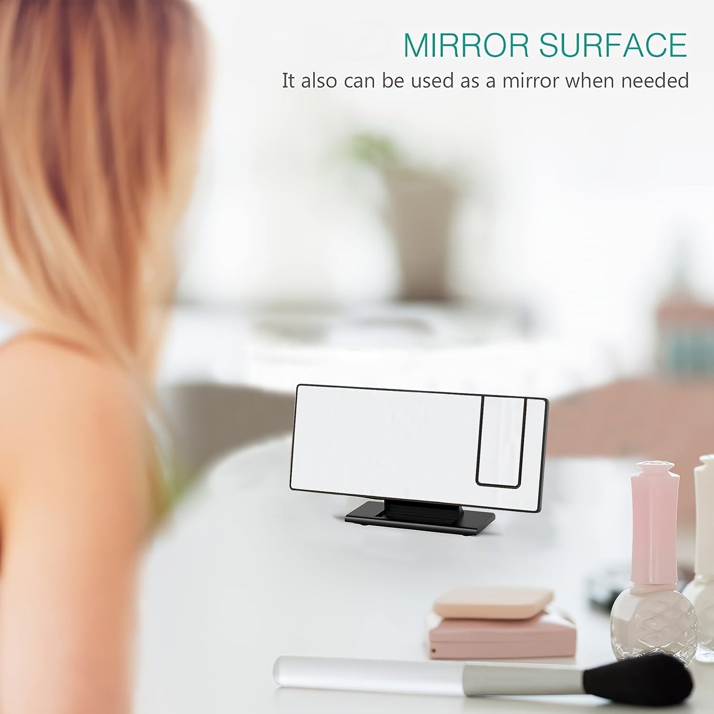 LED-projektionsväckarklocka med 180° justerbar projektion – Klar display och snooze-funktion för sovrum eller kontor