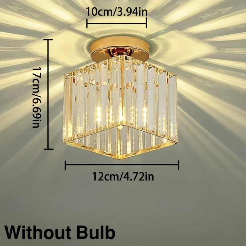 CrystalLuxe - Modern E27 LED Taklampa, Svart Guld med Kristallglas