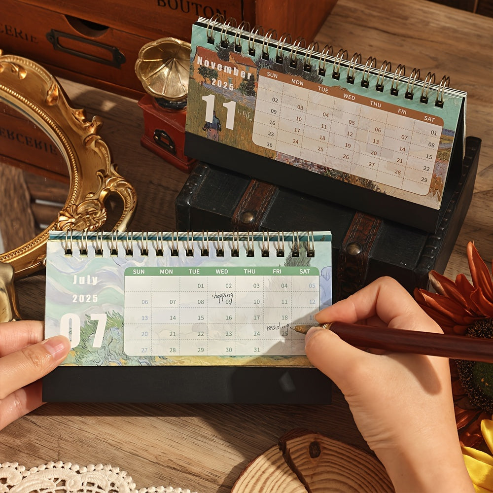Skrivbords kalender med vintage konstdesign