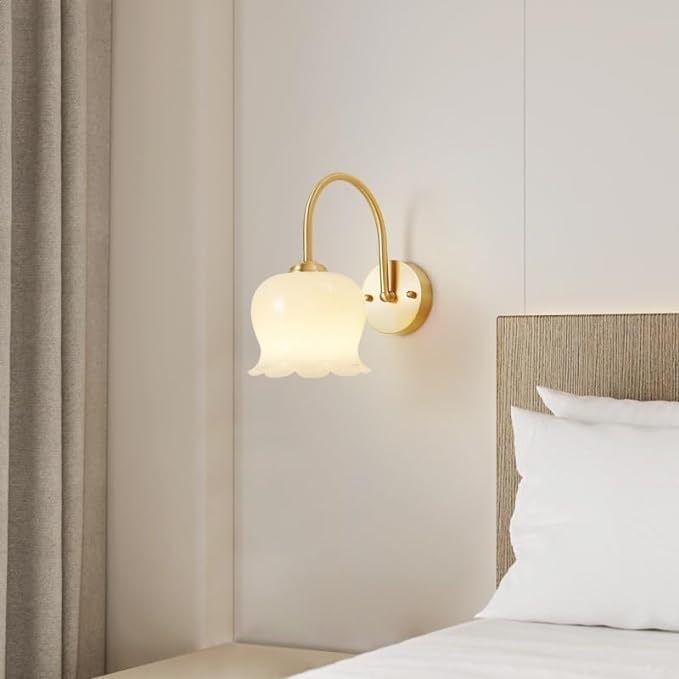 Elegant Koppar Glas Vägglampa