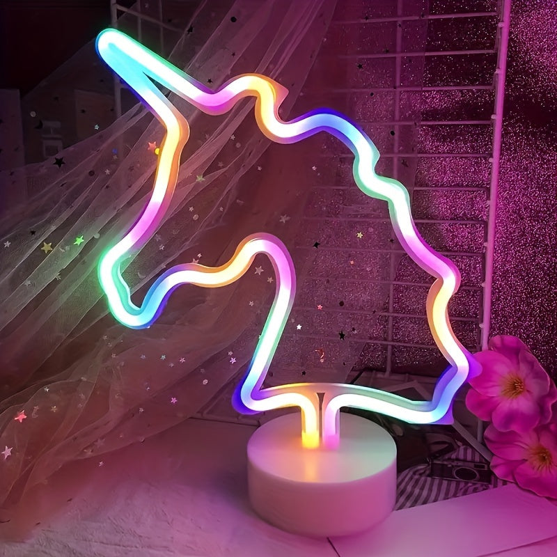 UnicornGlow - Neon Enhörning USB Skrivbordslampa för Fest & Dekoration
